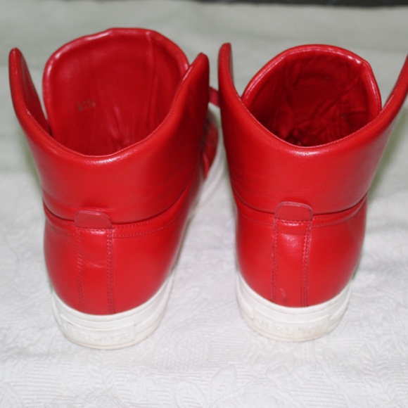 MENS VERSACE RED PALAZZO MEDUSA HIGH TOP SNEAKERS - Picture 4 of 11